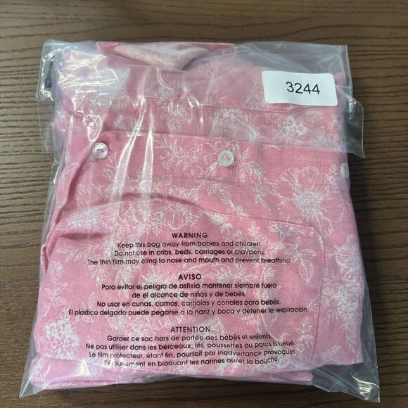 Charter Club Luxury Linen Womens Small Pink White Floral Button Up - Picture 4 of 4